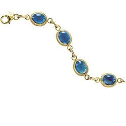 14K GOLD BRACELET BLUE TOPAZ 21 CARATS! (58382)