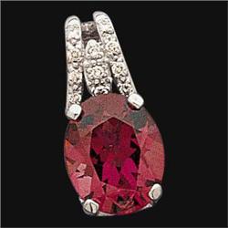 14K WHITE GOLD PENDANT RHODOLITE GARNET W DIAMONDS (58387)