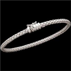 14K WHITE GOLD BRACELET BASKET WEAVE MOTIF (58423)