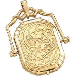 ANTIQUE STYLE 14K GOLD LOCKET RECTANGULAR SWIVELS (58461)