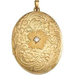 14K GOLD LOCKET PENDANT W DIAMOND (58465)