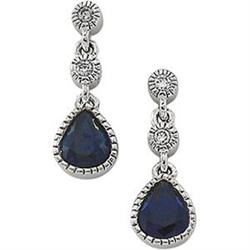 WHITE GOLD EARRINGS SAPPHIRE DIAMONDS  (58588)