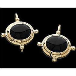 14k Yellow Gold Black Onyx Earrings (58591)