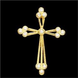 14k Yellow Gold Diamond Cross (58597)