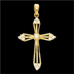 Beautiful 14k Yellow Gold Diamond Cross (58598)