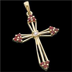 14k Yellow Gold Diamond Cross (58599)