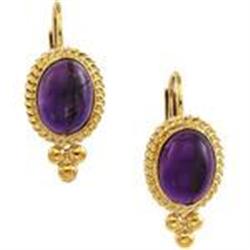 14k Yellow Gold Amethyst Earrings (58739)