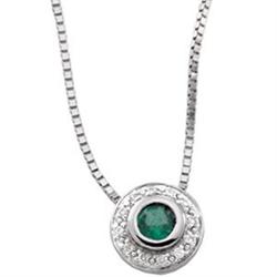 WHITE GOLD NECKLACE EMERALD w DIAMONDS (58759)