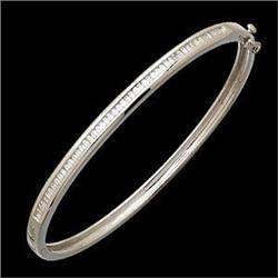 WHITE GOLD BRACELET EMERALD CUT DIAMONDS ONE CARAT! (59121)