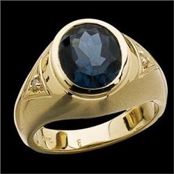 14K GOLD GENTS RING LONDON BLUE TOPAZ 5 CARATS! (59140)