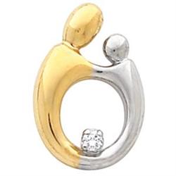 14k GOLD PENDANT MOTHER CHILD w DIAMOND (59207)