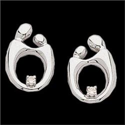 14k White Gold Mother and Child Earrings (59243)