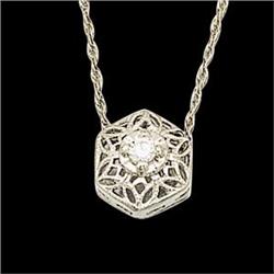 14K WHITE GOLD DIAMOND NECKLACE FILIGREE (59252)