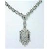 Image 1 : ANTIQUE STYLE FILIGREE NECKLACE SAPPHIRES DIAMONDS (59293)