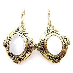 ANTIQUE STYLE GOLD MOONSTONE EARRINGS (59391)