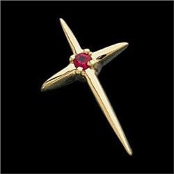 14k Yellow Gold Ruby Cross (59634)