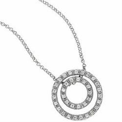 14k White Gold Necklace CIRCLES w DIAMONDS (59682)