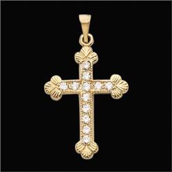 14k Gold Pendant CROSS w DIAMONDS (59832)