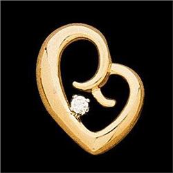14k Yellow Gold Heartshaped Slide featuring a round Diamond. (59873)