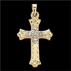 14k Gold Pendant CROSS w DIAMONDS (59880)