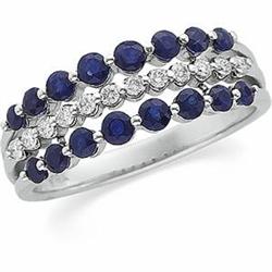 14k White Gold SAPPHIRE w DIAMOND Wedding Band (60001)