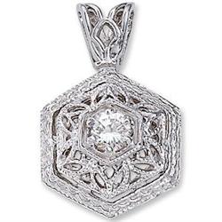 Antique Style PLATINUM Pendant DIAMOND w FILIGREE (60070)