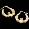 Image 1 : 14k Yellow Gold CLADDAGH Hoop Earrings. (60103)