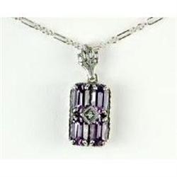 ANTIQUE  NECKLACE AMETHYST w DIAMOND (60137)