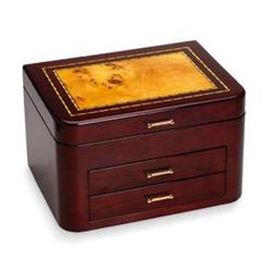 Magnificent Burgundy JEWELRY CHEST in Bubinga Wood (60182)