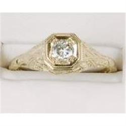 Antique 14k White Gold Filigree DIAMOND Ring Engagement? (60263)