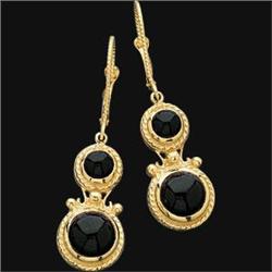 14k Yellow Gold BLACK ONYX Earrings (60282)
