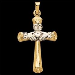 14K GOLD CROSS CLADDAGH STYLE (60411)