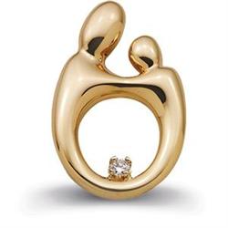 14k Yellow Gold Pendant MOTHER CHILD Diamond (60414)