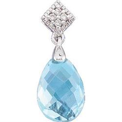 WHITE GOLD PENDANT BLUE TOPAZ DIAMONDS (60445)