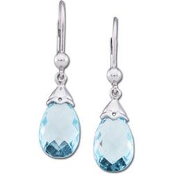 14k White Gold Earrings SWISS BLUE TOPAZ (60446)