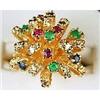 Image 1 : 14k Gold Ring w RUBYS EMERALDS SAPPHIRES (60617)