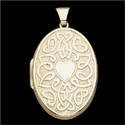 14k GOLD LOCKET w HEART CELTIC Design (60823)