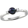 Image 1 : WhiteGold Ring BLACK  PEARL w DIAMONDS (61001)