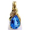 Image 1 : 14K GOLD PENDANT ENHANCER BLUE TOPAZ DIAMONDS (61187)