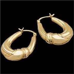 14K GOLD HOOP EARRINGS w DESIGN (61297)