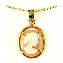 ANTIQUE 14k GOLD CAMEO PENDANT w CHAIN (61332)