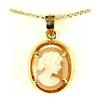 Image 1 : ANTIQUE 14k GOLD CAMEO PENDANT w CHAIN (61332)