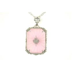 ANTIQUE Style NECKLACE PINK CRYSTAL FILIGREE DIAMOND (61339)