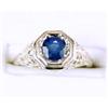 Image 1 : ANTIQUE 14k WHITE GOLD RING w BLUE SAPPHIRE = .60 CARATS! (61349)