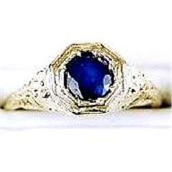 ANTIQUE 14k WHITE GOLD w BLUE SAPPHIRE = .50 CARATS! (61350)