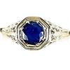 Image 1 : ANTIQUE 14k WHITE GOLD RING w BLUE SAPPHIRE = .65 CARATS! (61351)