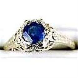 ANTIQUE  WHITE GOLD RING SAPPHIRE .50 CTS! (61354)