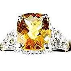ANTIQUE STYLE WHITEGOLD RING w GOLDEN TOPAZ = 4 CARATS! (61362)