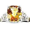 Image 1 : ANTIQUE STYLE WHITEGOLD RING w GOLDEN TOPAZ = 4 CARATS! (61362)