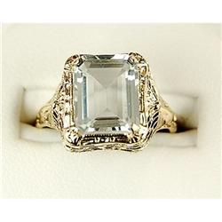 ANTIQUE 14k GOLD RING w AQUAMARINE = 3 CARATS! (61368)